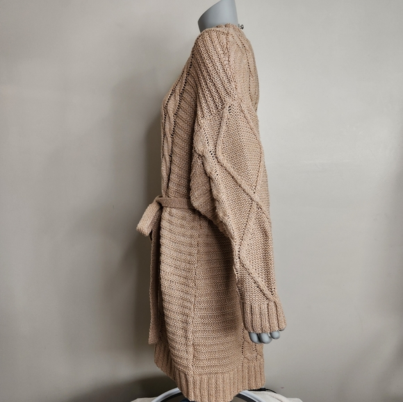 Anthropologie x Amadi "Leah" Neutral Tan Cable-Knit Sweater Dress Size XL - Picture 10 of 14
